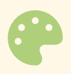 Light green art palette icon representing Latattore’s support for arts programs in museums and hospitals